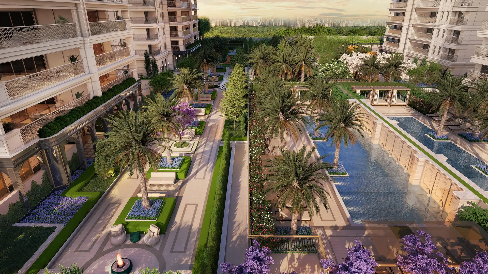 Vista aérea da Torre Lumière do Château Jardin, onde está a cobertura duplex de 700m² em lançamento na Cidade Jardim